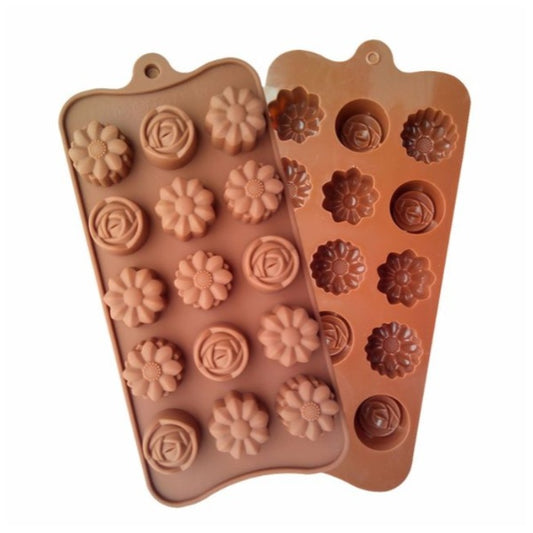 Forma pentru ciocolata din silicon, model flori
