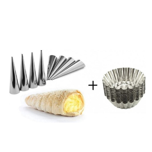 Set 8 forme conice pentru rulouri + 10 cosulete pentru savarine