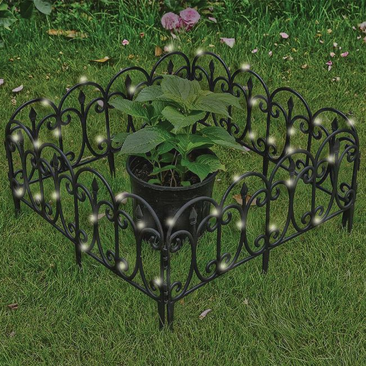 Set 4 bucati gardulet decorativ din plastic, negru cu 16 becuri solare, 56.5x30cm