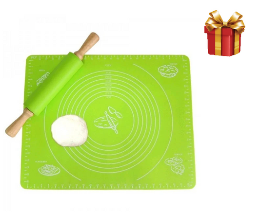 Plansa antiaderenta din silicon pentru aluat+Sucitor rotativ din silicon+CADOU articol bucatarie