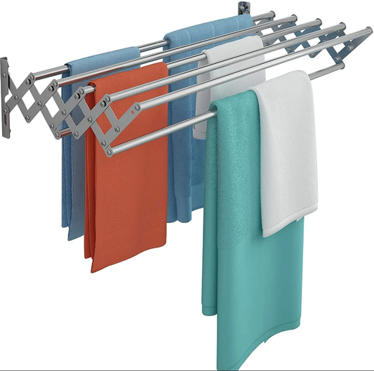 Uscător de rufe telescopic de perete din aluminiu, suport de uscare tip acordeon