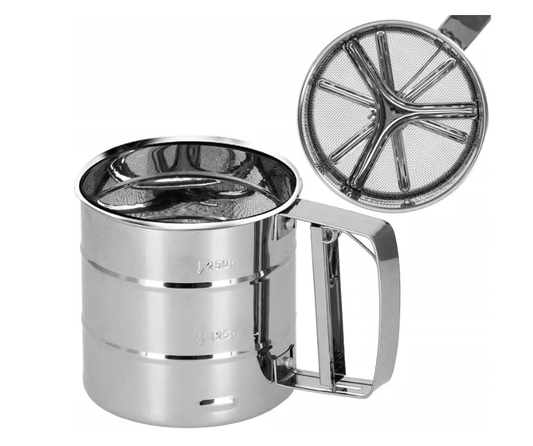 Sita faina/zahar, Inox, Capacitate 375 g, Argintiu