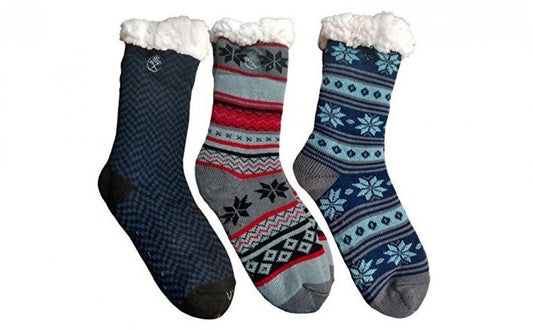 Set 2 perechi ciorapi antiderapanti, cu interior imblanit  pentru barbati, model Winter Season