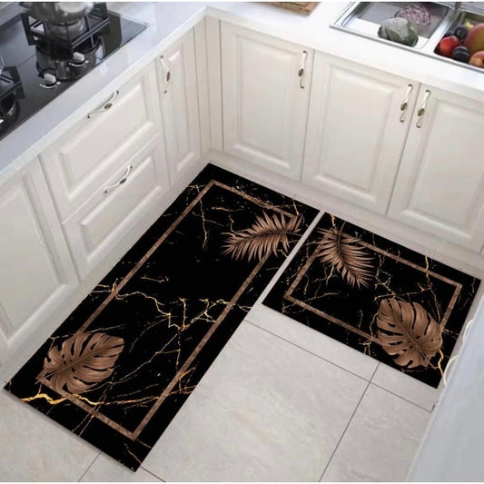 Set 2x covoare de bucatarie, model marmura pene