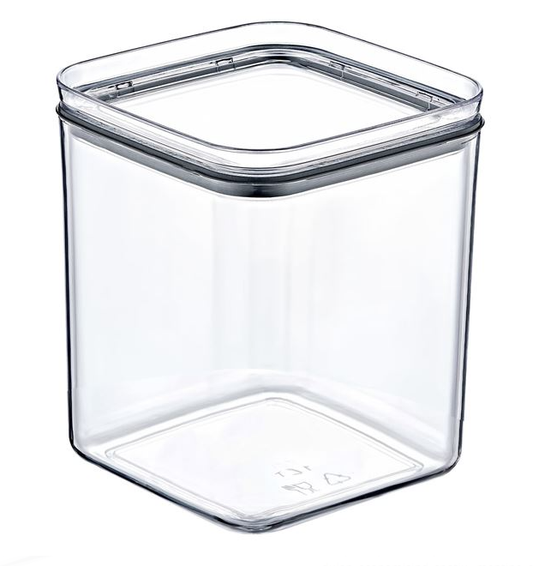 Recipient depozitare alimente transparent din plastic, stivuibil 1L