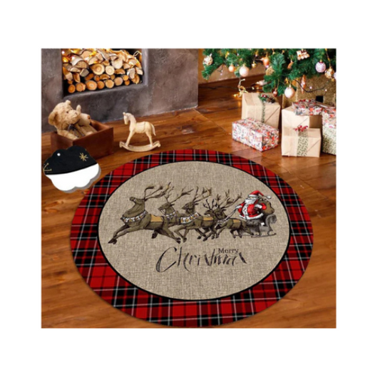 Covor rotund carouri Merry Christmas 100x100 cm