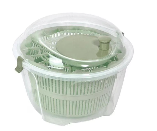 Bol cu centrifuga pentru uscat salata, plastic, verde, 4.4L