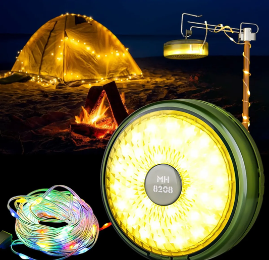 Ghirlanda luminoasa colorata camping, lanterna, functie de baterie externa, LED, reincarcabila USB, 8 moduri de iluminare, 10 m, agatatoare