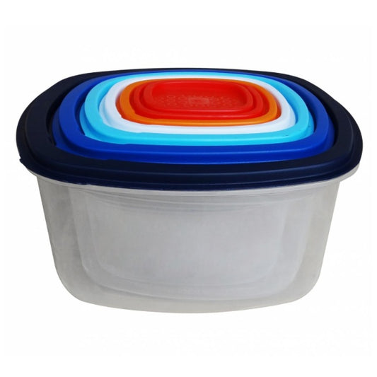 Set 7 caserole patrate cu capace, plastic