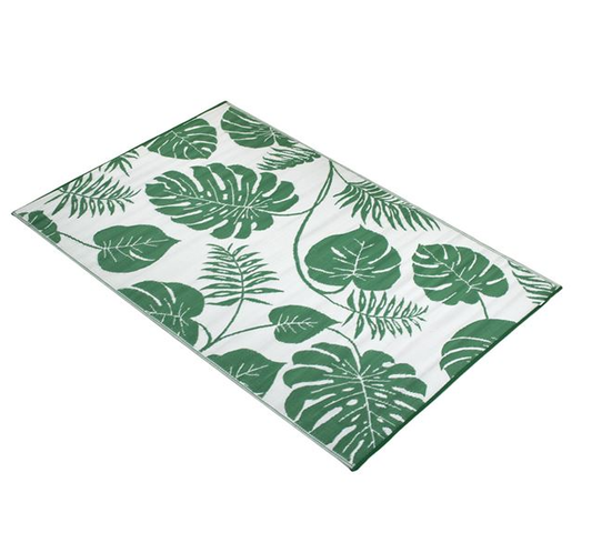 Covoras cu Doua Fete Verde Model Frunze Tropicale, pentru Spatii Exterioare 210x150cm