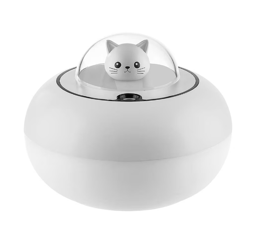 Mini umidificator de masă, cu aromaterapie și lampă de noapte- USB, model Pisicuta