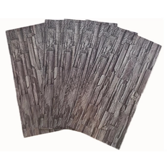 Set 5 Bucati tapet autoadeziv 3D 30X60 cm model piatra bej-gri