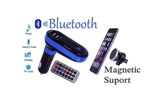 Modulator auto bluetooth cu telecomanda si suport magnetic telefon cu fixare rapida