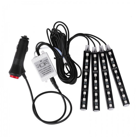 Lumini ambientale auto Kit interior LED RGB cu telecomanda