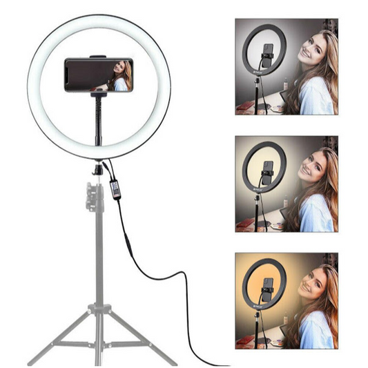 Lampa circulara cu trepied si suport selfie