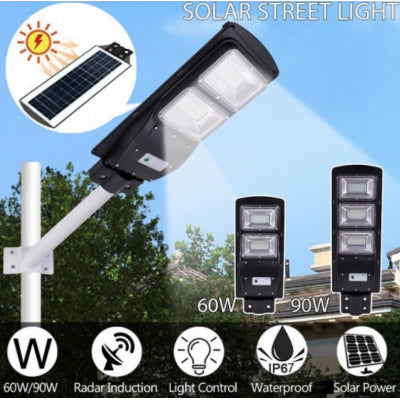 Lampa stradala pentru exterior cu incarcare solara si senzor de miscare 30/60/90/120 Watti - cu panou solar inclus