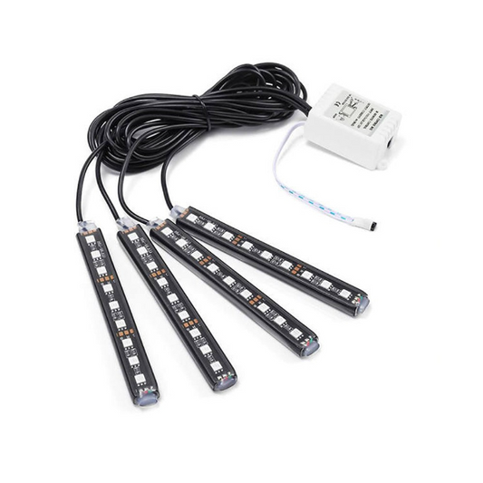 Set 4 benzi LED auto cu lumina ambientala RGB