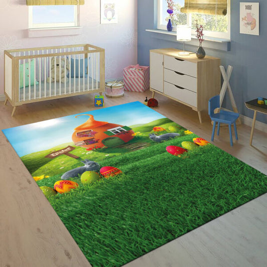 Covor Verde Pastel, Copii, Oua Paste 80X150CM