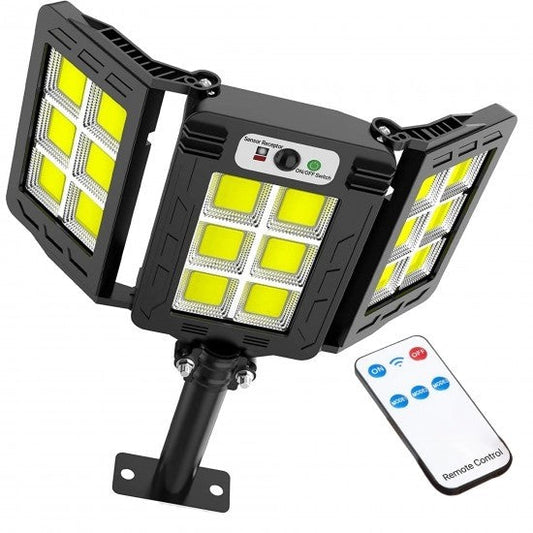 Lampa solara tripla de perete cu senzor de lumina si miscare, 360 LED COB